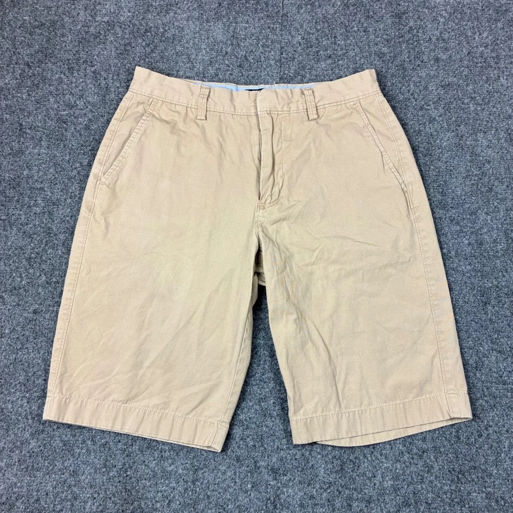JCrew Rivington Mens Khaki Chino Shorts Tan Size 29w Flat Front Cotton Twill